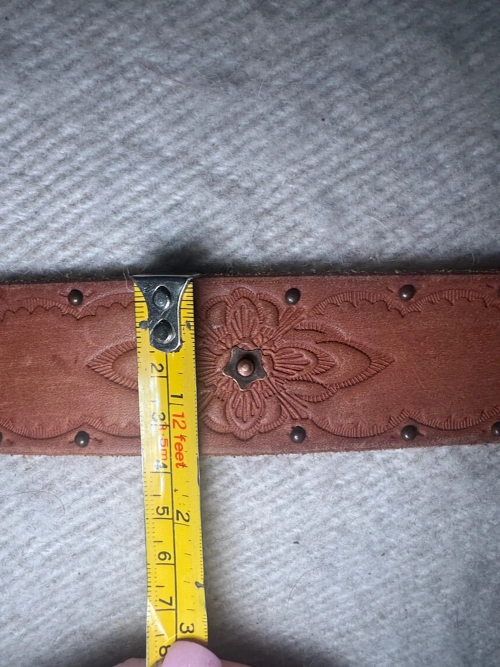 Brown Leather Belt with Turquoise Accent Buckle